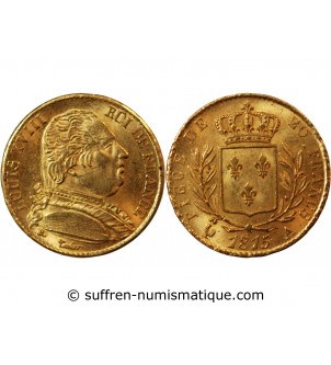 LOUIS XVIII - 20 FRANCS OR 1815 A PARIS﻿