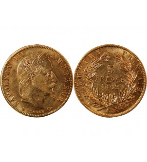 NAPOLEON III - 5 FRANCS OR 1862 A PARIS 2
