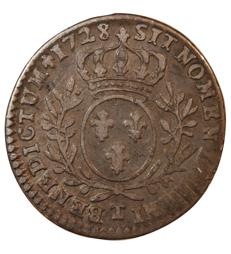 LOUIS XV﻿ - 1/10 ECU AUX BRANCHES D'OLIVIER 1728 T NANTES