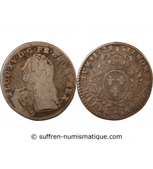 LOUIS XV﻿ - 1/10 ECU AUX BRANCHES D'OLIVIER 1728 T NANTES