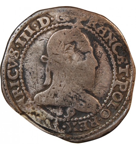 HENRI III - FRANC "Au Col Plat" ARGENT 1576 9 RENNES