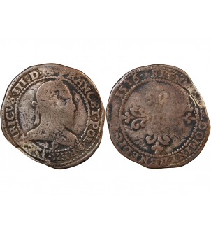 HENRI III - FRANC "Au Col Plat" ARGENT 1576 9 RENNES 2