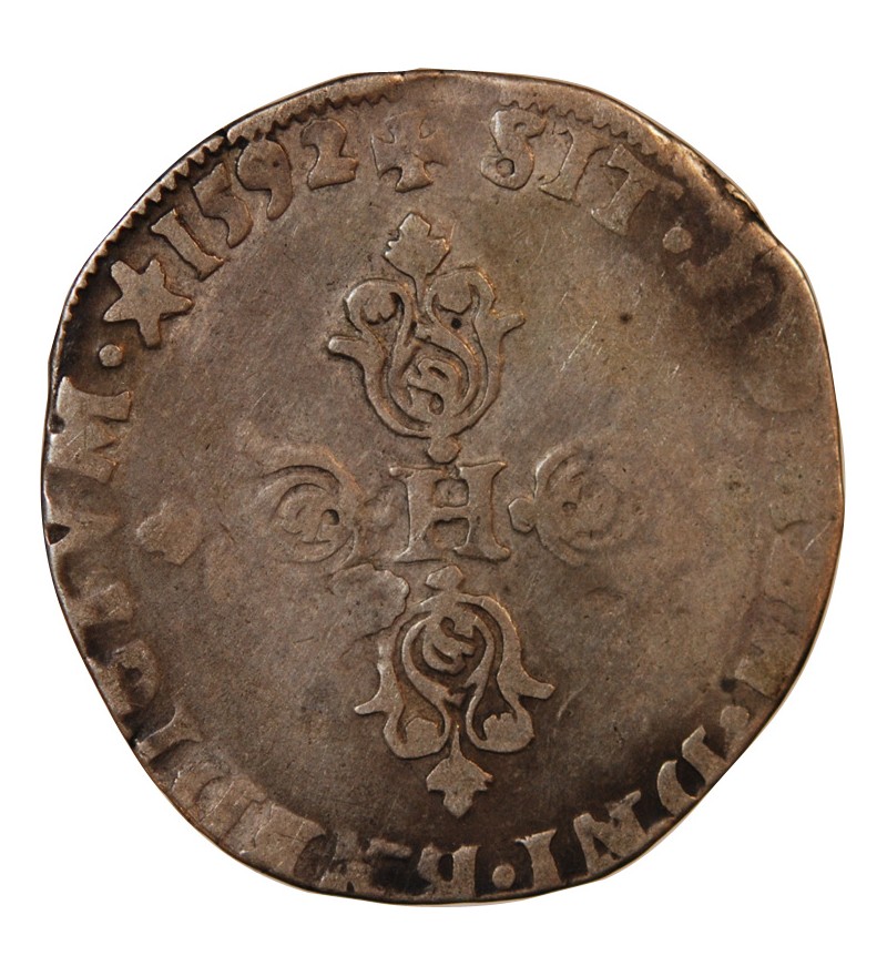 HENRI IV﻿ - 1/2 FRANC ARGENT 1592 I LIMOGES R2
