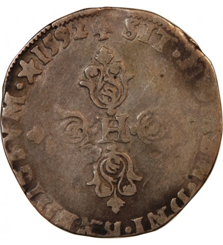 HENRI IV﻿ - 1/2 FRANC ARGENT 1592 I LIMOGES R2