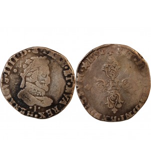 HENRI IV﻿ - 1/2 FRANC ARGENT 1592 I LIMOGES R2 2