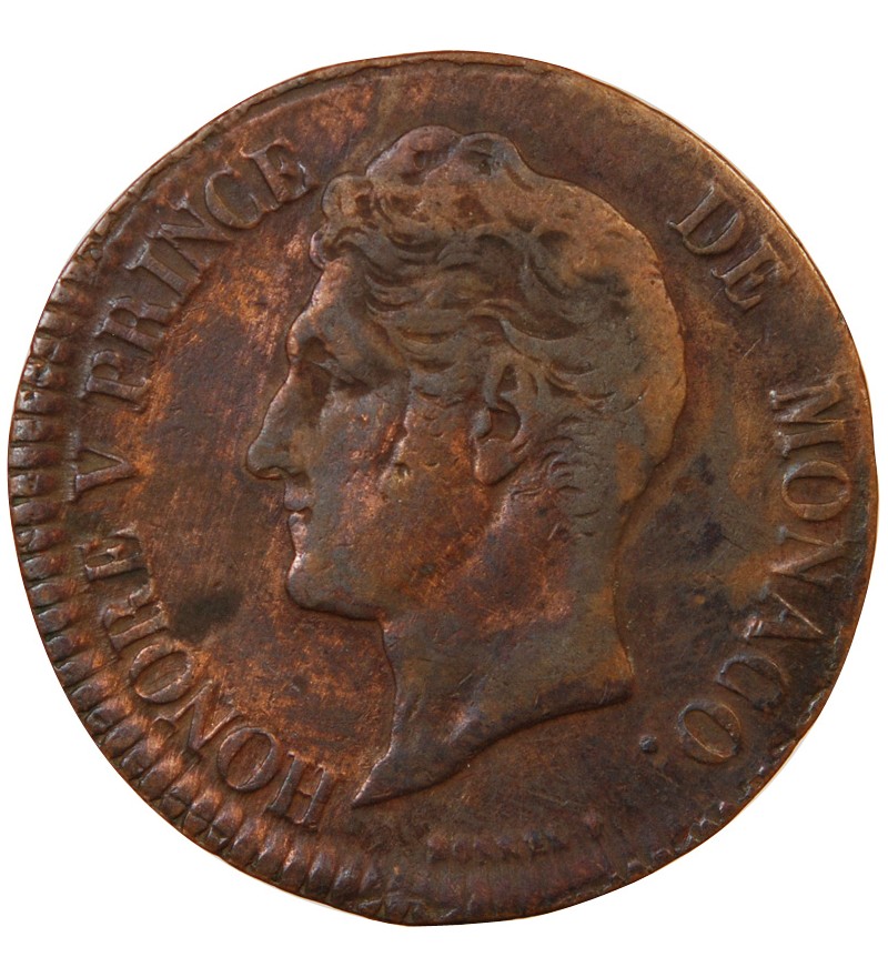 MONACO, HONORE V - 5 CENTIMES 1837 MC Petite tête