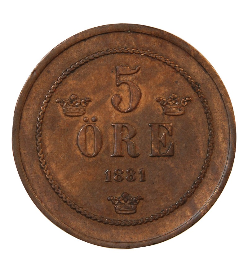 SUÈDE, OSCAR II - 5 ÖRE 1881
