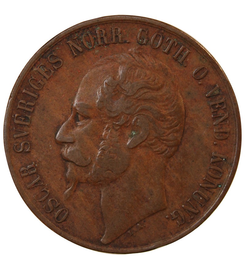 SUÈDE, OSCAR I - 5 ÖRE 1858