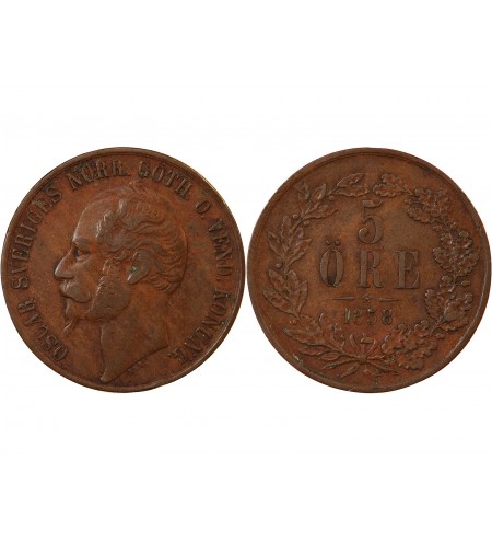 SUÈDE, OSCAR I - 5 ÖRE 1858