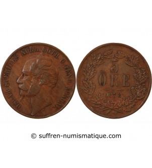 SUÈDE, OSCAR I - 5 ÖRE 1858
