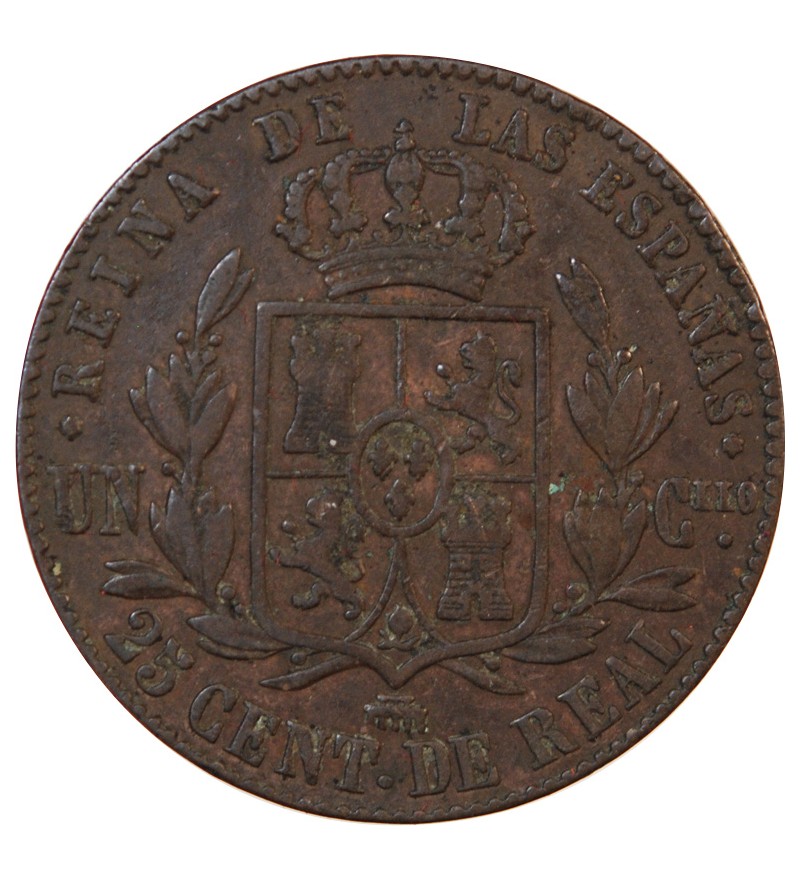 ESPAGNE, ISABELLE II - 25 CENTIMOS 1862 SEGOVIE