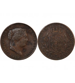 ESPAGNE, ISABELLE II - 25 CENTIMOS 1864 SEGOVIE 2