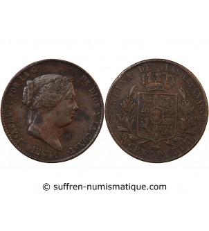 ESPAGNE, ISABELLE II - 25 CENTIMOS 1864 SEGOVIE
