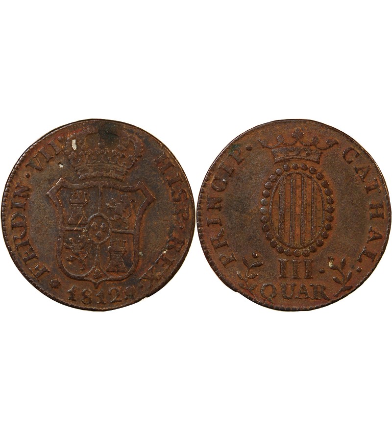CATALOGNE, FERDINAND VII - 3 QUARTOS 1812