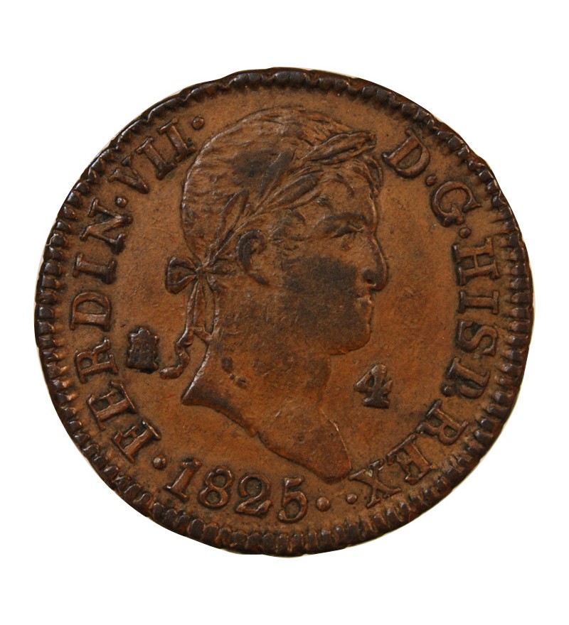 ESPAGNE, FERDINAND VII - 4 MARAVEDIS 1825 SEGOVIE