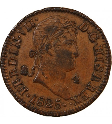 ESPAGNE, FERDINAND VII - 4 MARAVEDIS 1825 SEGOVIE