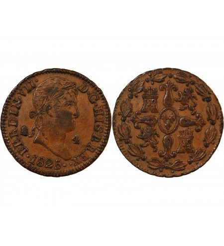 ESPAGNE, FERDINAND VII - 4 MARAVEDIS 1825 SEGOVIE