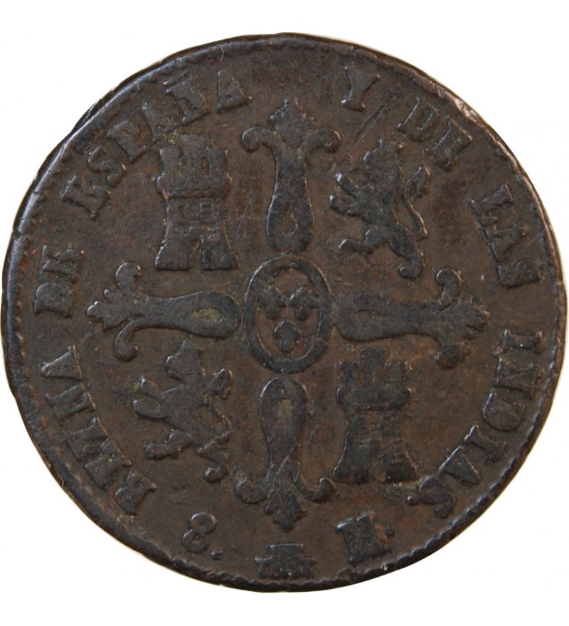 ESPAGNE, ISABELLE II - 8 MARAVEDIS 1836 SEGOVIE