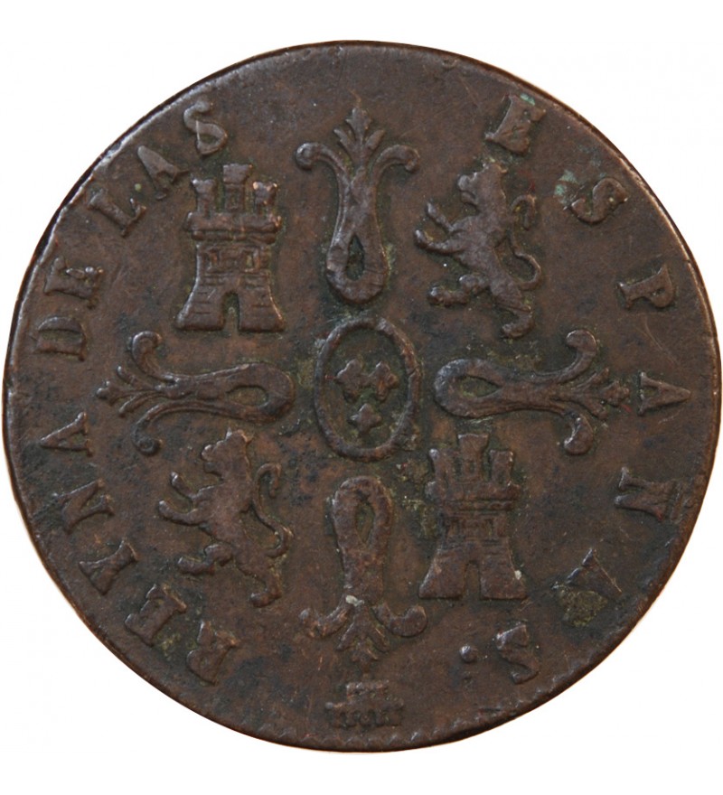 ESPAGNE, ISABELLE II - 8 MARAVEDIS 1843 SEGOVIE