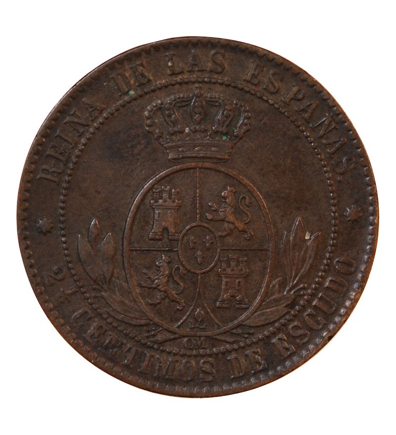 ESPAGNE, ISABELLE II - 2 1/2 CENTIMOS 1868 OM