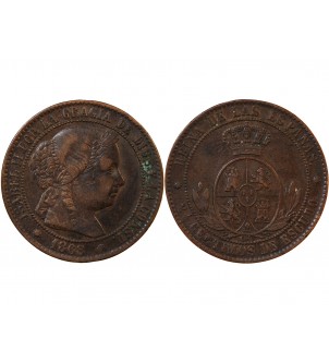 ESPAGNE, ISABELLE II - 2 1/2 CENTIMOS 1868 OM 2