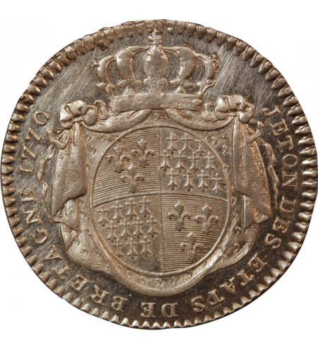 ETATS DE BRETAGNE, LOUIS XV – JETON ARGENT 1770 RENNES Daniel 120