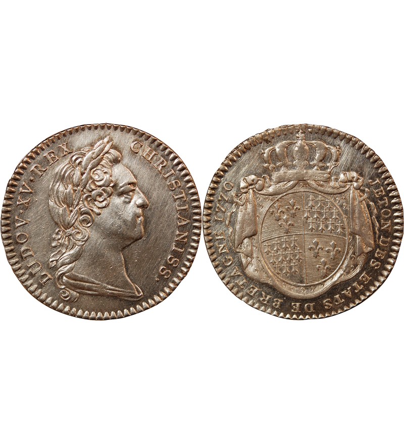 ETATS DE BRETAGNE, LOUIS XV – JETON ARGENT 1770 RENNES Daniel 120