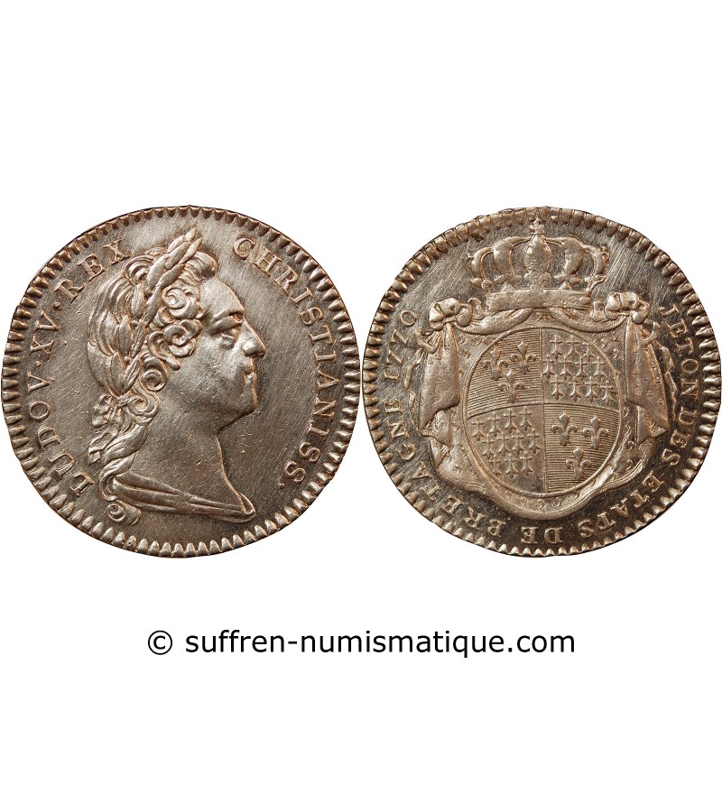 ETATS DE BRETAGNE, LOUIS XV – JETON ARGENT 1770 RENNES Daniel 120