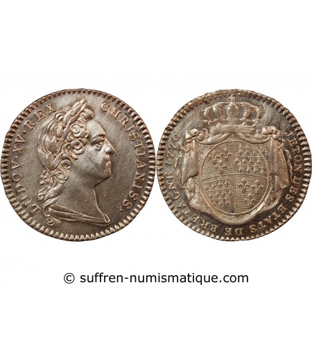ETATS DE BRETAGNE, LOUIS XV – JETON ARGENT 1770 RENNES Daniel 120