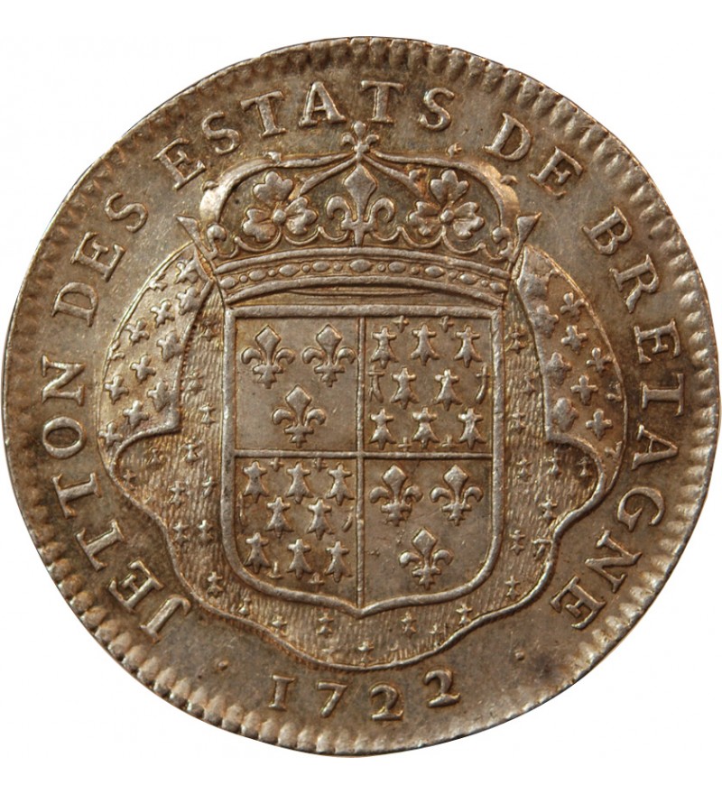 ETATS DE BRETAGNE, LOUIS XV – JETON ARGENT 1722 NANTES Daniel 76