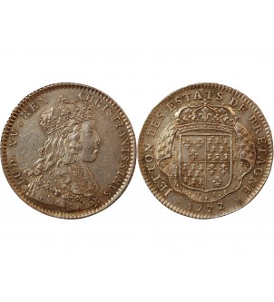 ETATS DE BRETAGNE, LOUIS XV – JETON ARGENT 1722 NANTES Daniel 76 2