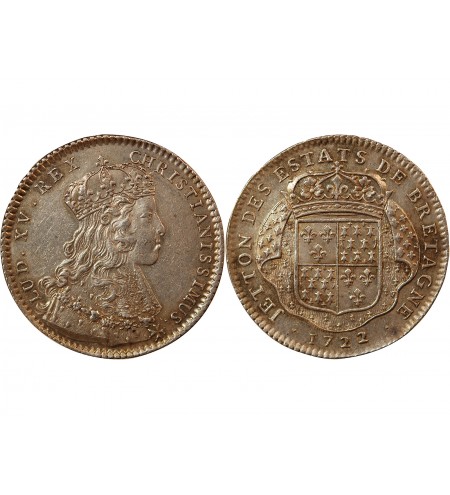 ETATS DE BRETAGNE, LOUIS XV – JETON ARGENT 1722 NANTES Daniel 76