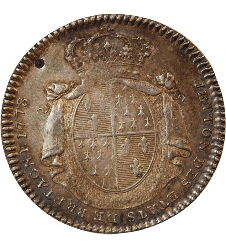 ETATS DE BRETAGNE, LOUIS XVI – JETON ARGENT 1778 RENNES Daniel 126