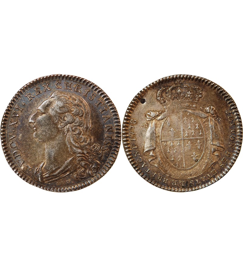 ETATS DE BRETAGNE, LOUIS XVI – JETON ARGENT 1778 RENNES Daniel 126