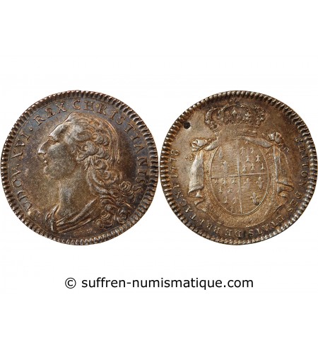 ETATS DE BRETAGNE, LOUIS XVI – JETON ARGENT 1778 RENNES Daniel 126