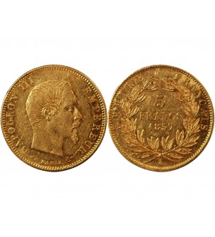 NAPOLEON III - 5 FRANCS OR 1857 A PARIS 2