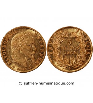 NAPOLEON III - 5 FRANCS OR 1864 A PARIS