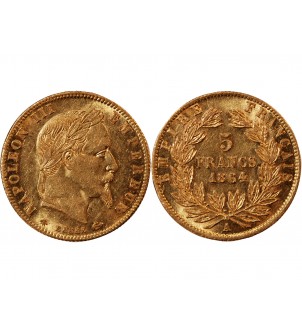 NAPOLEON III - 5 FRANCS OR 1864 A PARIS 2