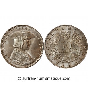 AUTRICHE, MAXIMILIAN Ier - 50 SCHILLING ARGENT 1969
