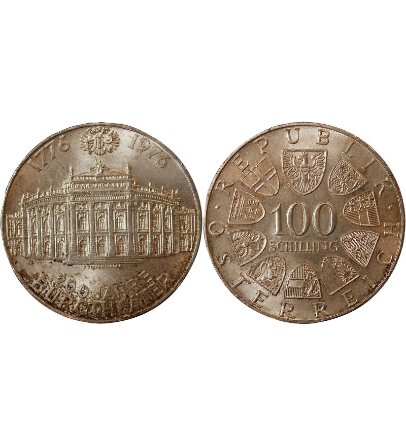 AUTRICHE, BURGTHEATER - 100 SCHILLING ARGENT 1976