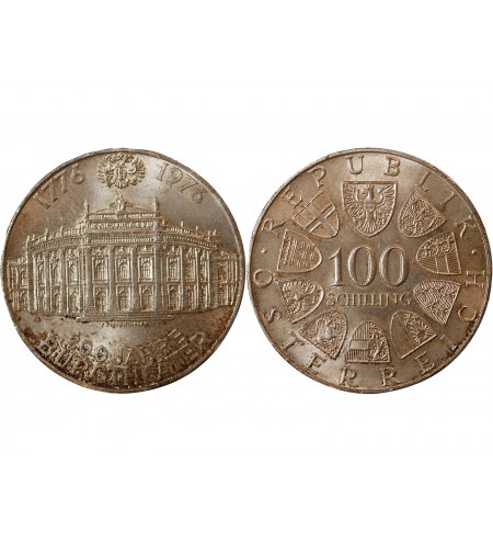 AUTRICHE, BURGTHEATER - 100 SCHILLING ARGENT 1976