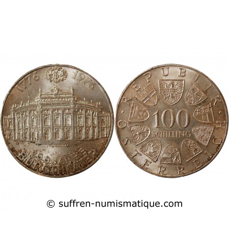 AUTRICHE, BURGTHEATER - 100 SCHILLING ARGENT 1976