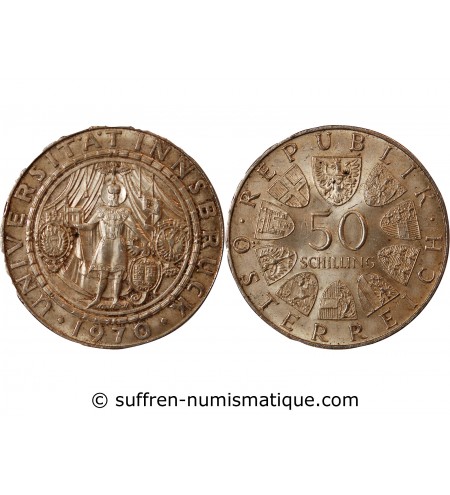 AUTRICHE, UNIVERSITE INNSBRUCK - 50 SCHILLING ARGENT 1970