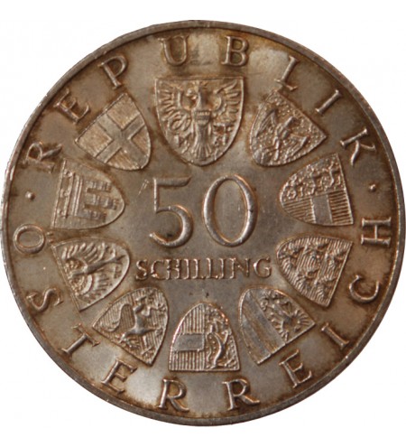 AUTRICHE, UNIVERSITE DE VIENNE - 50 SCHILLING ARGENT 1965