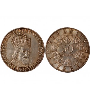 AUTRICHE, UNIVERSITE DE VIENNE - 50 SCHILLING ARGENT 1965 2