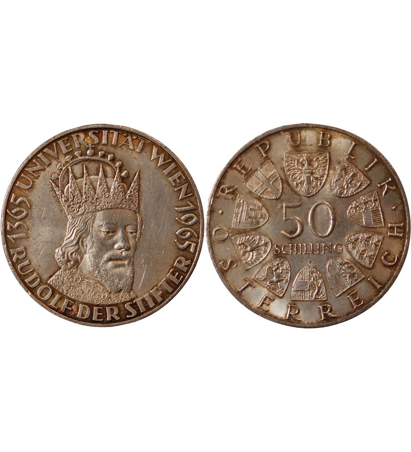 AUTRICHE, UNIVERSITE DE VIENNE - 50 SCHILLING ARGENT 1965