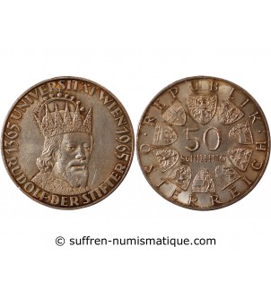 AUTRICHE, UNIVERSITE DE VIENNE - 50 SCHILLING ARGENT 1965