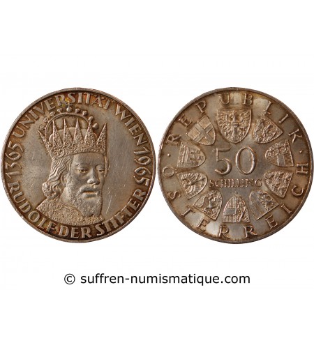 AUTRICHE, UNIVERSITE DE VIENNE - 50 SCHILLING ARGENT 1965