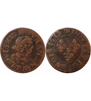 LOUIS XIII - DOUBLE TOURNOIS 1639 E TOURS 2