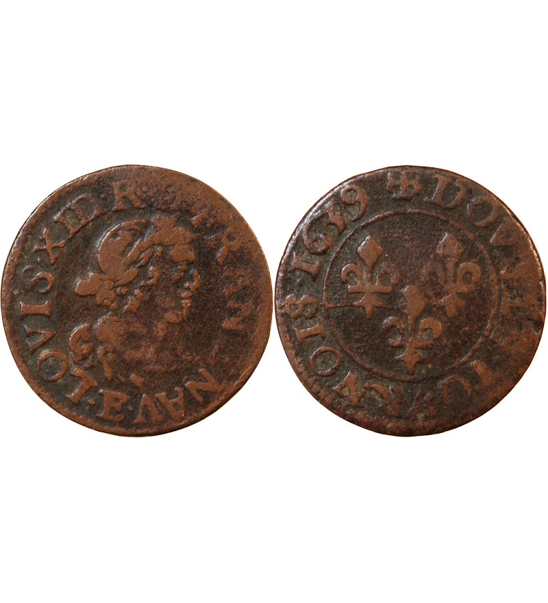LOUIS XIII - DOUBLE TOURNOIS 1639 E TOURS
